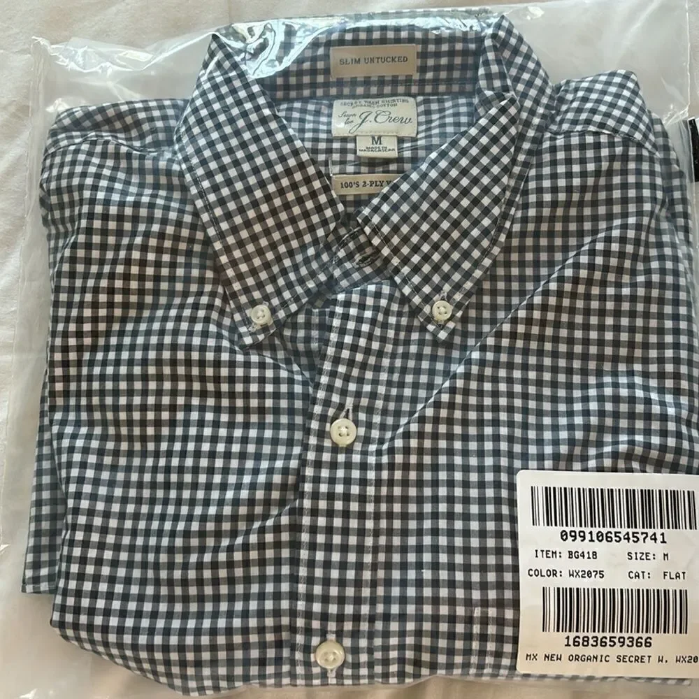 J.Crew Slim Untucked Secret Wash Organic Cotton Poplin Shirt New !